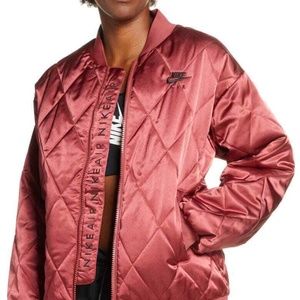 NIKE Logo Diamond Quilted Satin Jacket Women's Size XS